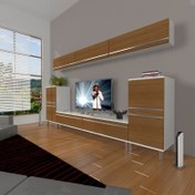 Resim Eko 9 Mdf Std Krom Ayaklı Tv Ünitesi Tv Sehpası Beyaz Ceviz 