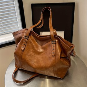 Resim Klasik ve zarif beş köşeli yıldız desenli tote çanta, klasik ve çok yönlü günlük kullanım için geniş kapasiteli, yüksek değerli retro ve popüler kadın messenger çanta, işe gidiş ve alışveriş için uygun 