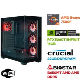 Resim Game Garaj Prime S3 AMD Ryzen 5 7500F 32GB RAM 1TB SSD RTX5060Ti 16GB 240mm Sıvı Soğutma FreeDOS Oyu 