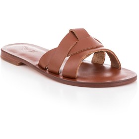 Resim DaphneSandals El Yapımı Hakiki Deri Taba Kadın Terlik - Kk2116 