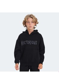 Resim Slazenger LEXUS Çocuk Kapüşonlu Cepli Siyah Sweatshirt 