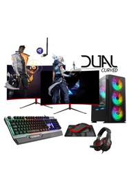 Resim Gamepage Couple Dx60 I5-3470 16gb 120gb Ssd 500gb Gt730 23.8 Dual Curved Masaüstü Oyuncu Bilgisayar 