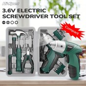 Resim Hi-Spec 20 Parça Kablosuz Güç Alet Seti, 3.6V Döner Elektrikli Vidalama, USB Şarj, Şarj Edilebilir Lityum Batarya, Çok Fonksiyonlu Ev Tamir Alet Seti ile Kasa, Takma Dahil 