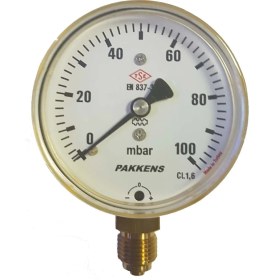 Resim Pakkens - 63Mm 100 Mbar Manometre Alttan Bağlantılı 