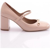 Resim Dgn 2881 Kemerli Kadin Ayakkabi Bej Rugan 