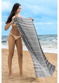 Resim Sultan Peştemal Havlu 100 Pamuklu Deniz Plaj Banyo Peştemali 100x180 Cm Siyah 