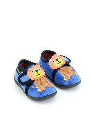 Resim Gezer Erkek Çocuk Aslan Figürlü Kışlık Yumuşacık Ev Pandufu Cırtlı Mavi 