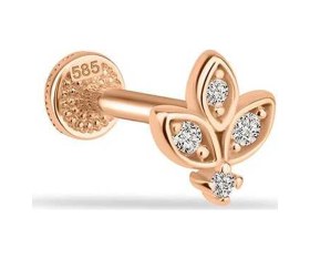 Resim Cherry By Özkonak Ucu Taşlı Lotus Motifli Tragus Piercing Sarı 
