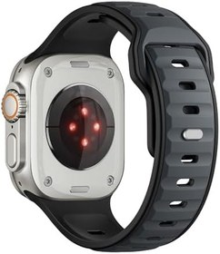 Resim CONSTRAIN Watch Ultra 49mm ile Uyumlu CNS KRD-135 Silikon Kordon Strap Kayış - Gümüş-Siyah 