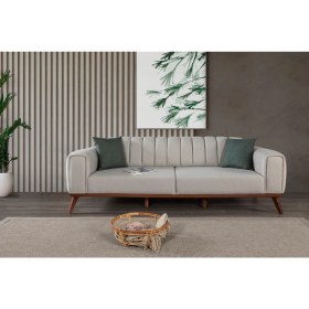 Resim Perla Sofa Velar Yataklı Kanepe Keten Krem 
