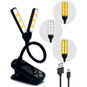 Resim Samdoo Usb Şarjlı Göz Koruyucu Okuma Lambası - 10 Seviye Parlaklık, 360 Döner Boyun, 180 Katlanabilir, 80 Saat Kullanim Süresi, Çoklu Renk Sıcaklığı, Kaymazsız Klem Siyah 