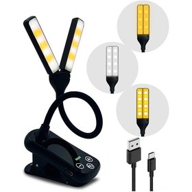 Resim Samdoo Usb Şarjlı Göz Koruyucu Okuma Lambası - 10 Seviye Parlaklık, 360 Döner Boyun, 180 Katlanabilir, 80 Saat Kullanim Süresi, Çoklu Renk Sıcaklığı, Kaymazsız Klem Siyah 