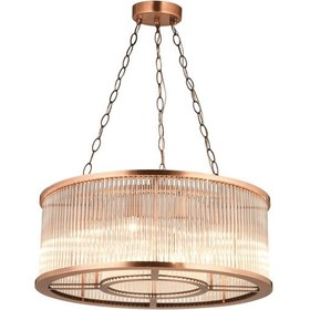 Resim Lampaluce Albinia Özel Çubuk Taşlı Salon Sarkıt Avizesi Bakır 12& 