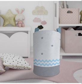 Resim Mekta Home Bebek Ve Çocuk Odası Gri Mavi Yıldız Desenli Oyuncak Sepeti Renkli Çok Renkli 