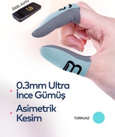 Resim Bhave Hybrid Parmaklık-1 Çift-turkuaz-pubg Parmak Eldiveni- Saklama Kutulu- Ter Geçirmez Oyuncu Parmaklığı 