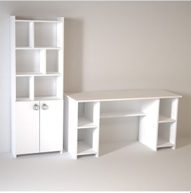 Resim Kalenderdekor1 Kalender Dekor Avel-Twins Mayra 145 Cm Çalışma Masası Takımı 01 Beyaz 