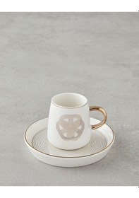 Resim Cladars Porselen 4 Parça 2 Kişilik Kahve Fincan Takımı 90 Ml Gold beyaz 