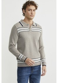 Resim Sementa Polo Yaka Kilim Motifli Triko Kazak - Vizon Vizon 