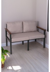 Resim Neokas Bahce Mobilyası, Modern Balkon Mobilyası, Kafe Oturma Takımı, Teras Koltugu, 1 İkili Koltuk Gri 