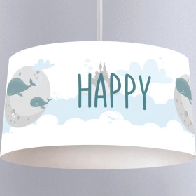 Resim instababyrooms Mutlu Balina ve Deniz Desenli Çocuk Odası Dijital Baskılı Sarkıt Avize 