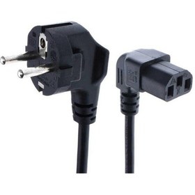 Resim C13 Power Kablo - 90 Derece L Uç - Dik Açılı - Standart Power Kablosu - 1.8 Mt 