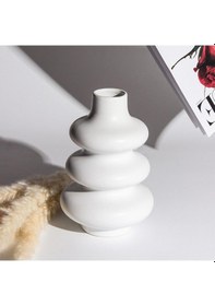 Resim Mien Dekoratif Seramik Vazo Beyaz 14,5 Cm 0241 Beyaz 