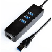 Resim Wozlo 3 Port USB 3.0 Çoklayıcı Hub +1 Port Gigabit Ethernet Lan RJ45 Ağ Adaptörü 