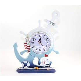 Resim Ahşap Marin Çapa Ve Dümen Tasarımlı Saat Beyaz 