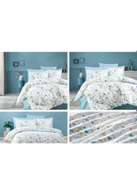 Resim Vionetta Pamuklu Lastikli Çarşaflı 2 Yastıklı Tek Kişilik Nevresim Takımı Petrol 