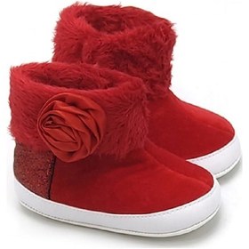 Resim Yan Gül Detaylı Panduf Kırmızı 