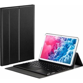 Resim LRtools Jiuyu Touchpad Bluetooth Klavye Pu Deri Kılıf Kapak ile Menteşe Standı İçin Huawei Matepad 10.8 (2020) - Siyah (Yurt Dışından) 