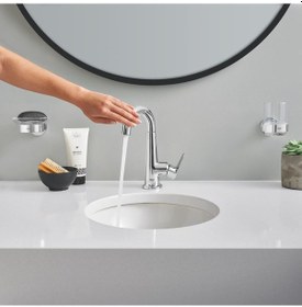 Resim Grohe Essentials New Tutamaçlı Cam Fırçalık Krom, 40447001 Krom 