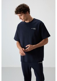 Resim Tommy Life Lacivert Pamuklu Kalın Yumuşak Dokulu Oversize Fit Nakışlı Erkek Eşofman Takım - 85252 Lacivert 