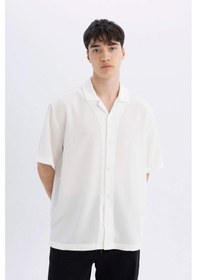 Resim DeFacto Relax Fit Yazlık Polo Yaka Krinkıl Kumaş Kısa Kollu Gömlek C7398AX24SMWT55 