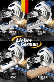 Resim Lieber German Maxstar Serii 1700 Watt 255mm Bakır Sargılı Kızaklı 90° Açılı Gönye Kesme Makinesi 