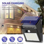 Resim 30 LED'li Güneş Enerjili Duvar Lambası: Hareket Sensörlü Bahçe Lambası, Kızılötesi Otomatik Algılama ile - Bahçe, Çit ve Garaj için Uygun 
