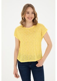 Resim U.S. Polo Assn. Kadın Sarı Bisiklet Yaka Tişört 50281790-VR044 