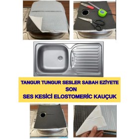 Resim Kl Home Şangırtı Şungurtu Ses Son - Lavabo Evyeler Paslanmaz Altına Ses Kesici Yalıtım 30X15CM-2PARÇA 