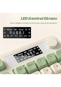 Resim Aula S99 Pro Retro Rgb Gaming Bluetooth 2.4ghz Type-c 3 Mod Kablosuz Makrolu Türkçe Q Oyuncu Klavye Yeşil 