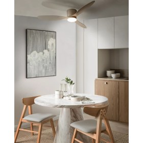 Resim Beyaz LED Işıklı Tavan Vantilatörü – Iskandinav Tarz, Uzaktan Kumandalı, Zamanlayıcılı 
