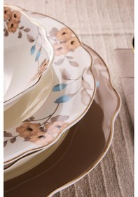 Resim Porselen Flore Bone 24 Parça 6 Kişilik Yemek Takımı Desenlı Desenli 