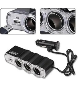 Resim Saab 9000 Uyumlu 3 Port + 1 USB Oto Araç Çakmaklık Çoğaltıcı Çoklayıcı 