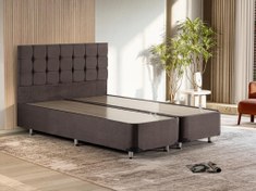 Resim Niron Yatak Rama Çift Kişilik Füme Baza + Başlık 140 x 190 cm 