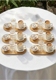 Resim Porselen Kahve Fincanı Seti - Bambu Kahve Takımı - 90 Ml, 30 Parça Beyaz 