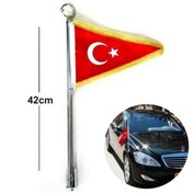 Resim Genel Markalar Flama Bayrak Direği - Oto Bayrak Direği Flama - Krom Metal Araç Bayrak Direği Flama 