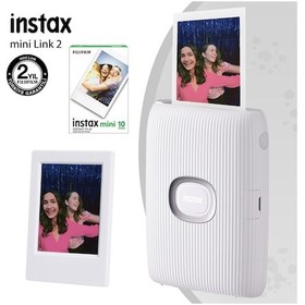 Resim Fujifilm Instax Mini Link 2 Akıllı Telefon Yazıcısı + 10'lu Mini Film + Çerçeve Beyaz 