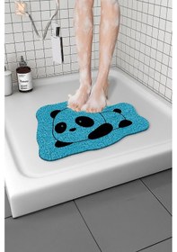 Resim Panda Banyo Paspası Kaymaz Taban Yumuşak Esnek Paspas Islak Zemin Hijyenik Paspas 40x60 Cm Mavi 