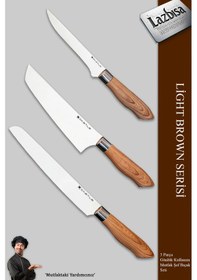 Resim Light Brown Serisi Mutfak Bıçak Et Sebze 3 Lü Şef Bıçağı Mft-749 Kahverengi 