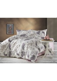 Resim Vionetta Pamuklu Lastikli Çarşaflı 4 Yastıklı Tek Kişilik Nevresim Takımı Lila 