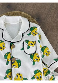 Resim Tweety Baskılı Kruvaze Yaka Pijama Takımı 4bb2 Beyaz 